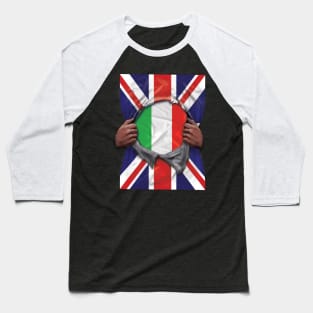 Italy Flag Great Britain Flag Ripped - Gift for Italian From Italy Baseball T-Shirt